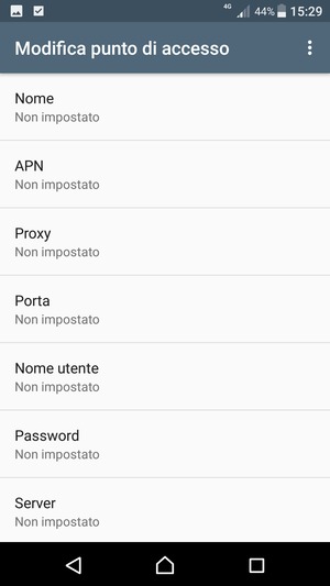 Inserisci le informazioni di Internet