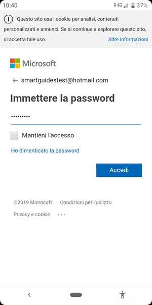 Inserisci la tua password e seleziona Accedi