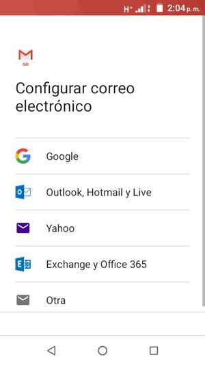 Seleccione Outlook, Hotmail y Live