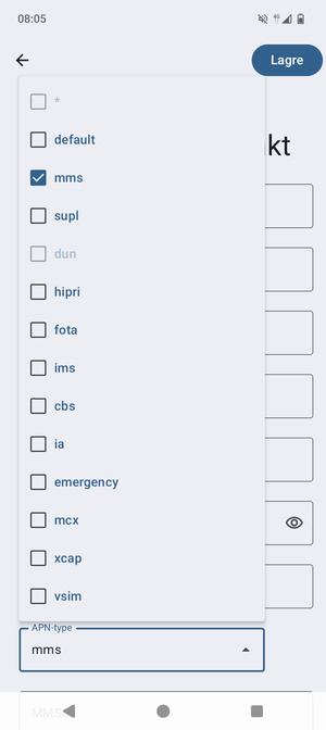 Kryss av i mms avkrysningsboksen