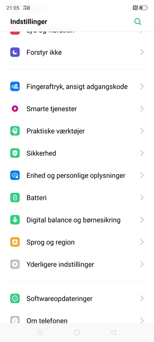 Scroll til og vælg Enhed og personlige oplysninger