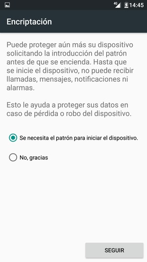 Seleccione la opción deseada y seleccione SEGUIR