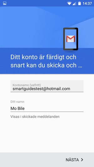 Ge ditt konto ett namn och ange ditt namn. Välj NÄSTA
