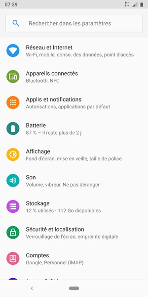 Sélectionnez Sécurité et localisation