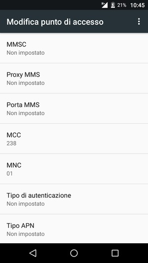 Scorri verso il basso e inserisci le informazioni di internet