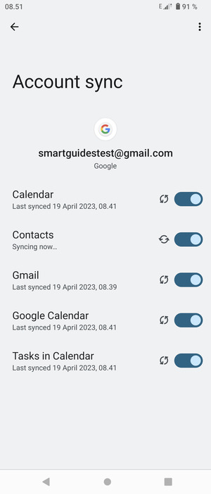 Your contacts from Google will now be synced to your Xperia