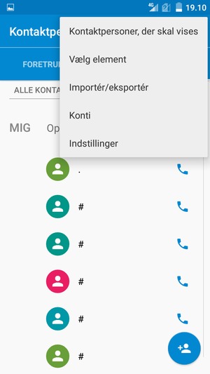 Vælg Importér/eksportér
