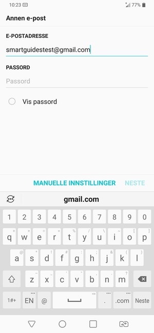 Skriv inn din Gmail-adresse og velg Neste