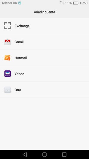 Seleccione Gmail o Hotmail