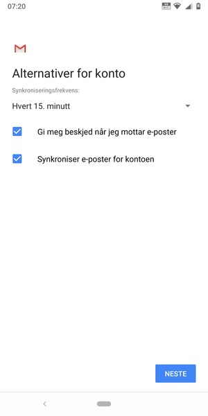 Velg NESTE