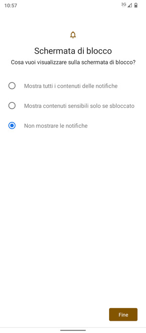 Seleziona la tua opzione preferita e poi Fine