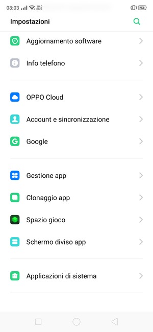 Scorri e seleziona Applicazioni di sistema