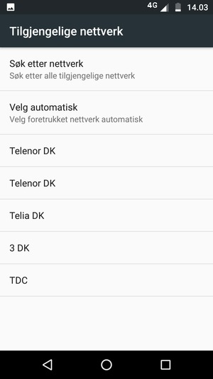 Velg en nettverksoperatør fra listen