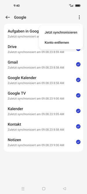Wählen Sie Jetzt synchronisieren