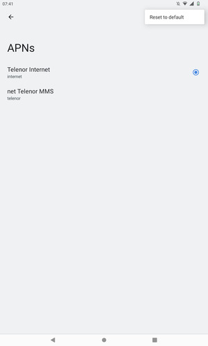 Select Reset to default
