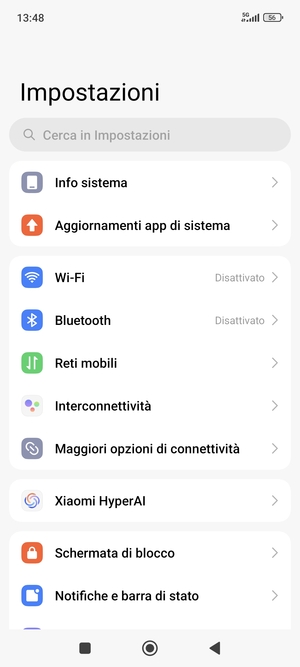 Seleziona Info sistema