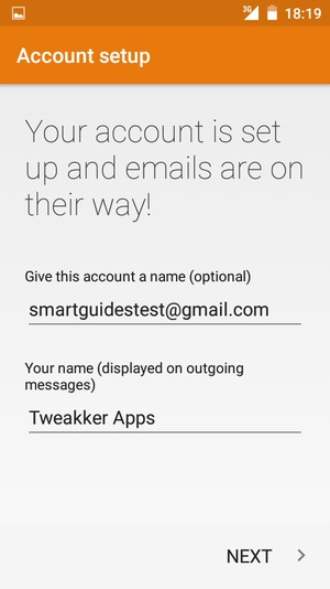 Give your account a name and enter your name. Select NEXT