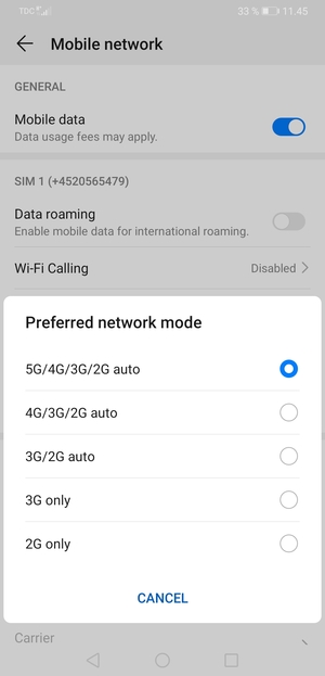 Select your preferred option