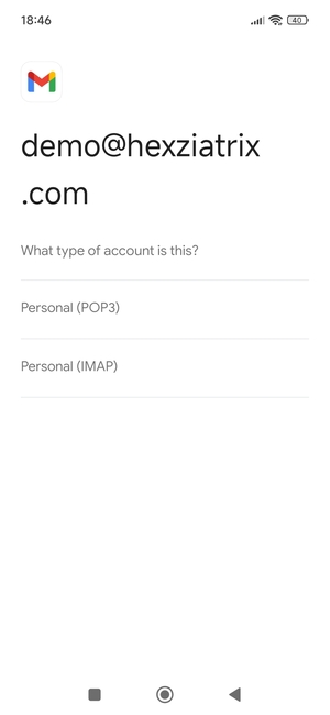Select Personal (POP3) or Personal (IMAP)