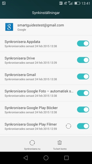 Välj Synkronisera nu