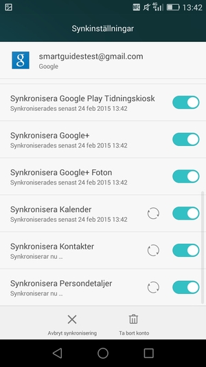 Dina kontakter ifrån Google kommer nu att synkas med din smartphone