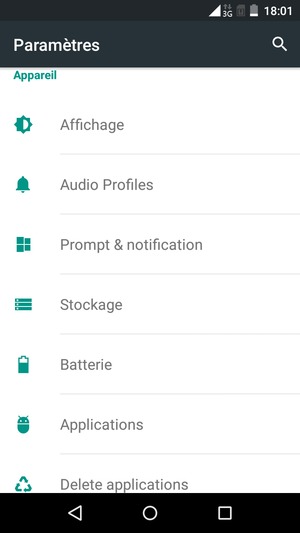 Faites défiler et sélectionnez Batterie