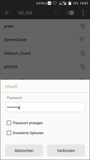 Geben Sie das WLAN-Passwort ein und wählen Sie Verbinden