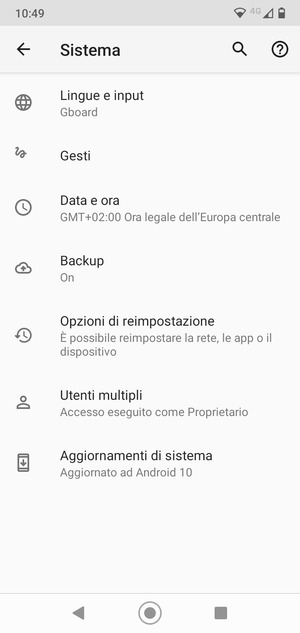 Scorri e seleziona Aggiornamenti di sistema