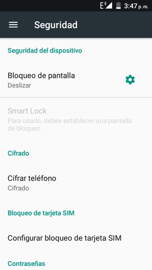 Seleccione Configurar bloqueo de la tarjeta SIM