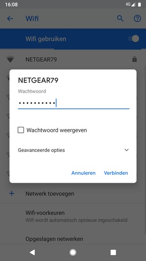 Voer het WiFi-wachtwoord in en selecteer Verbinden