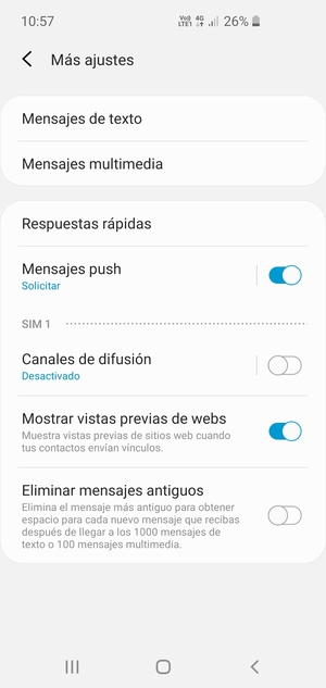 Seleccione Mensajes de texto