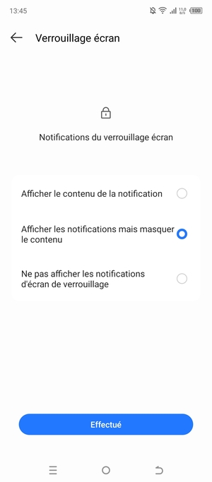 Sélectionnez votre option préférée et sélectionnez Effectué