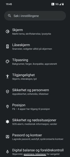 Bla til og velg Sikkerhet og personvern