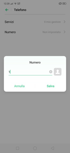 Inserisci Numero segreteria e seleziona Salva