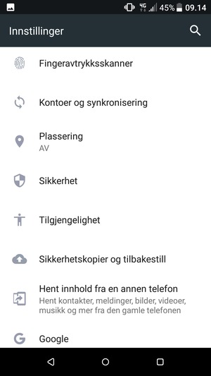 Bla til og velg Sikkerhetskopier og tilbakestill