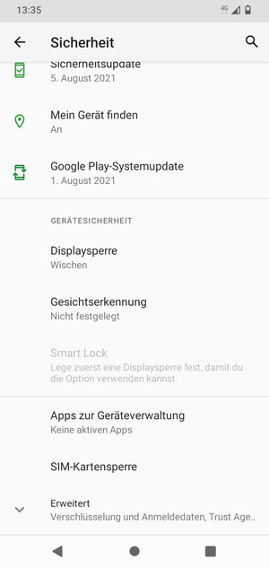 Scrollen Sie und wählen Sie SIM-Kartensperre