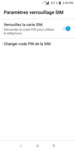 Sélectionnez Changer code PIN de la SIM