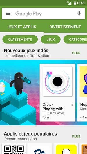 Sélectionnez la barre de Recherche