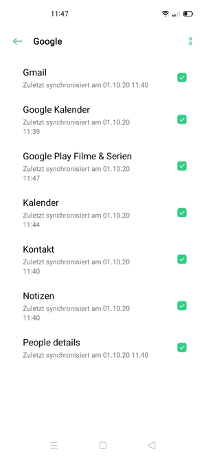 Aktivieren Sie alle Kontrollkästchen, und wählen Sie die Menü-Taste