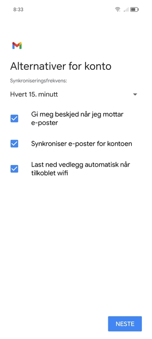 Velg NESTE