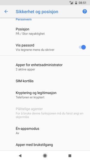 Bla til og velg SIM-kortlås