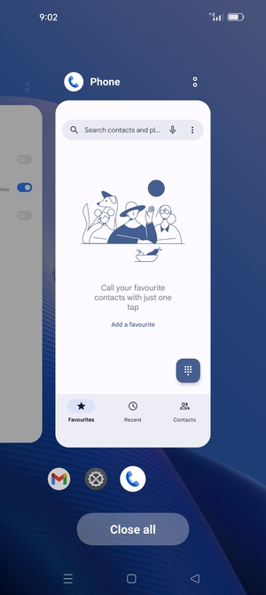 Select Close all to close all running apps