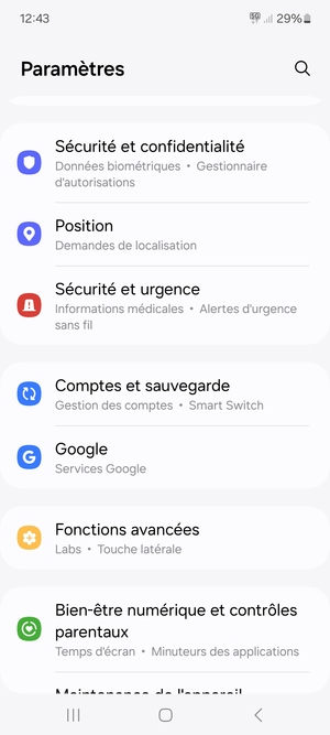 Faites défiler et sélectionnez Comptes et sauvegarde