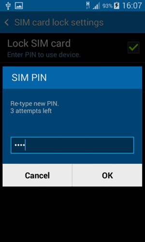 Confirm your new SIM PIN and select OK