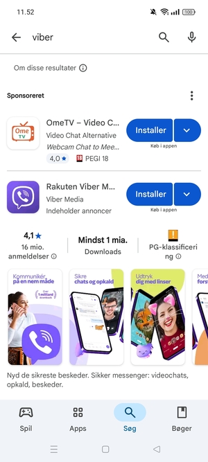 Vælg appen