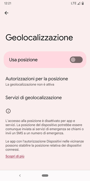 Disattiva Usa posizione