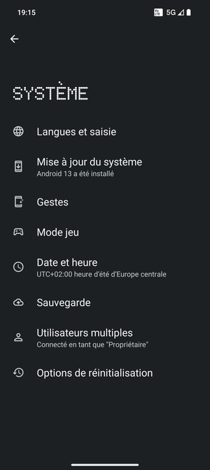 Sélectionnez Mise à jour du système 