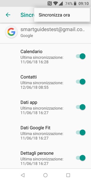 Seleziona Sincronizza ora