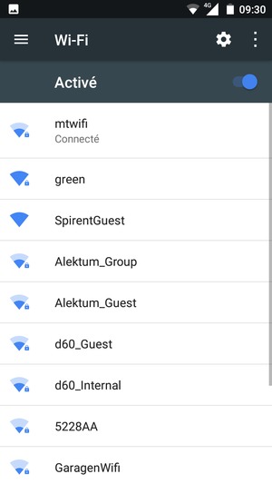 Vous êtes maintenant connecté au réseau Wi-Fi