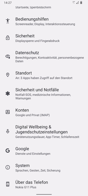 Scrollen Sie und wählen Sie System